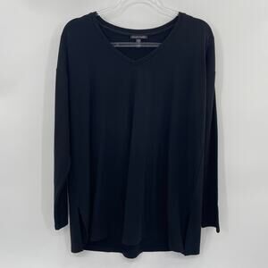 EILEEN FISHER Shirt Womens Size S Long Sleeve Soft Jersey Vent Hem Tunic Top